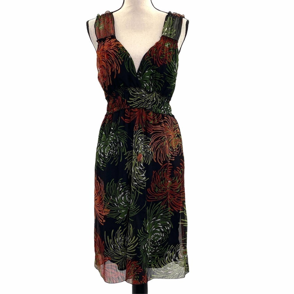 FIRE Los Angeles Sleeveless Plunge Printed Dress L - Picture 4 of 12